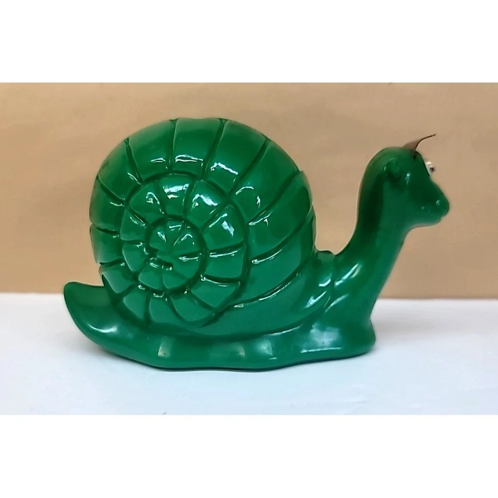 Vtg Kids Green Snail Tape Dispenser w/Wiggle Eyes-Retro Office Desk Accessory